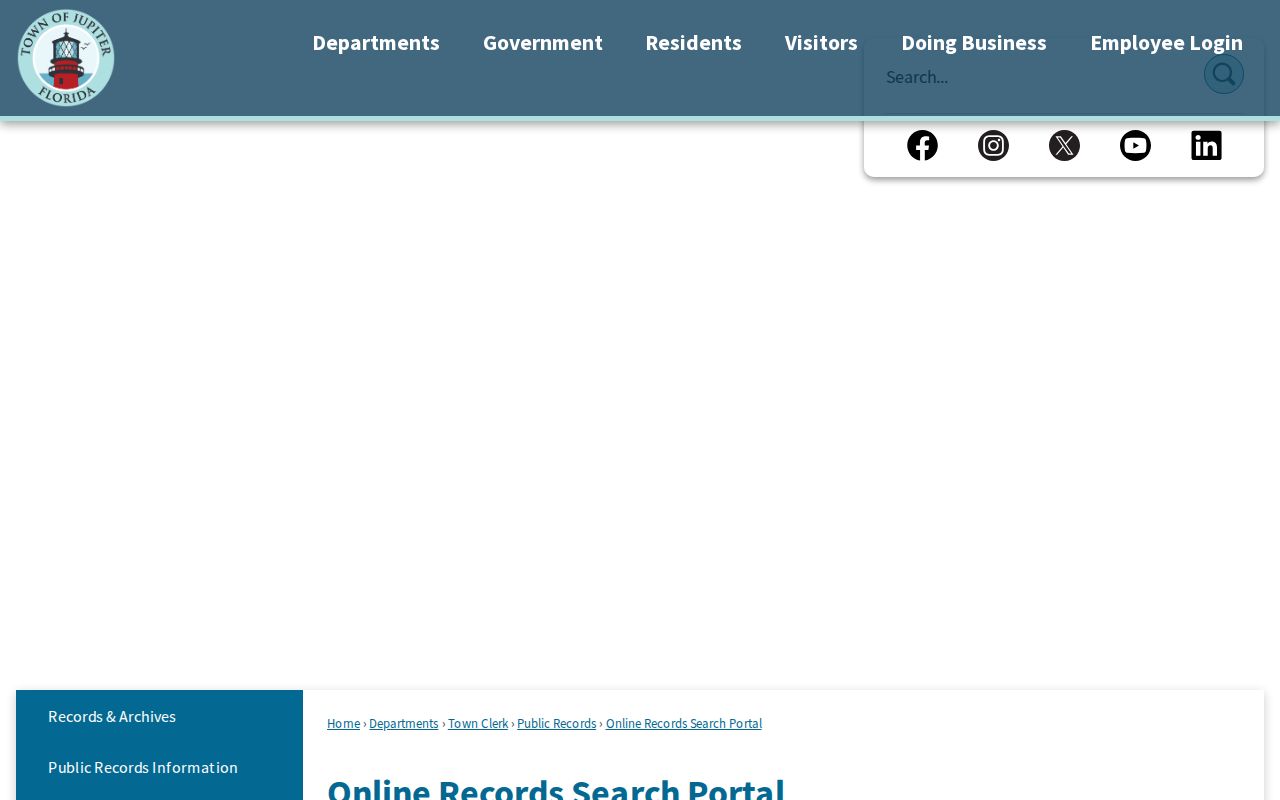 Jupiter Online Records Search Portal for municipal records