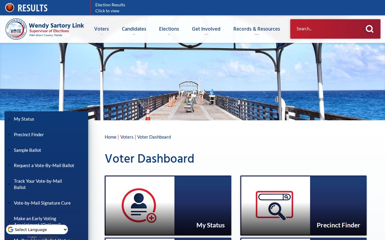 Palm Beach County My Status voter lookup for Jupiter voters