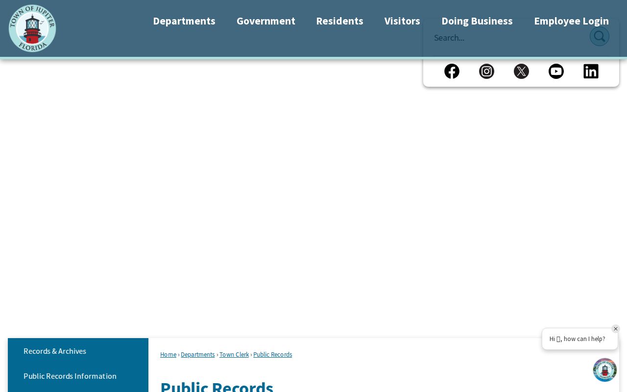 Jupiter public records information page