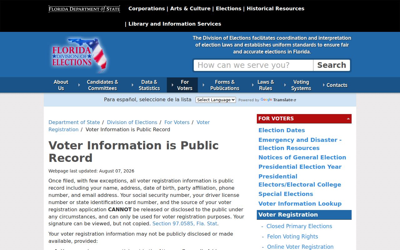 Jupiter neighbors and Florida public voter record field rules