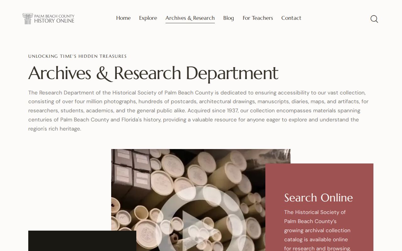 Jupiter previous residents Historical Society archive and reading room