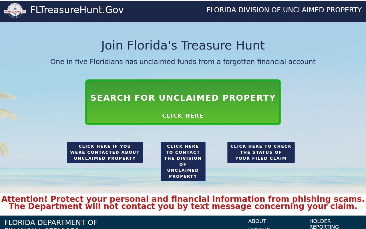 Jupiter resident lookup through Florida unclaimed property records