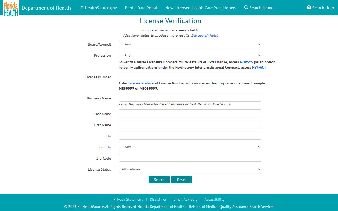 Jupiter resident lookup with Florida health-care practitioner records