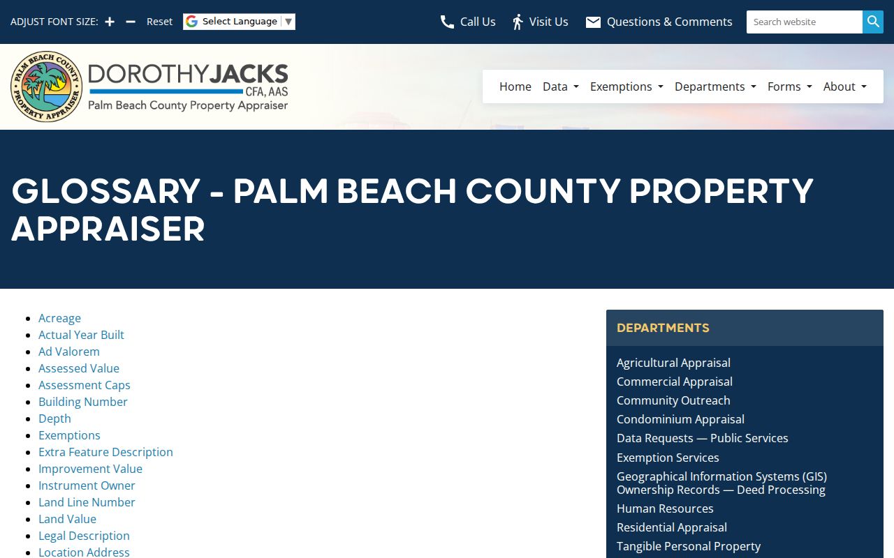 Jupiter street directory property address and appraisal definitions